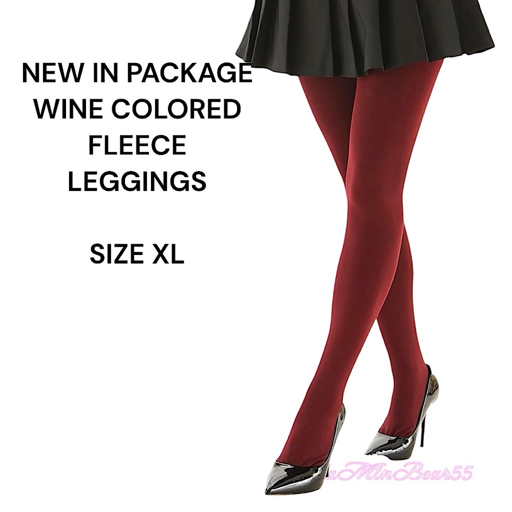 BRAND NEW IN PACKAGE WOMENS THERMO FLEECE LINED WARM TIGHTS, SIZE XL WINE COLOR